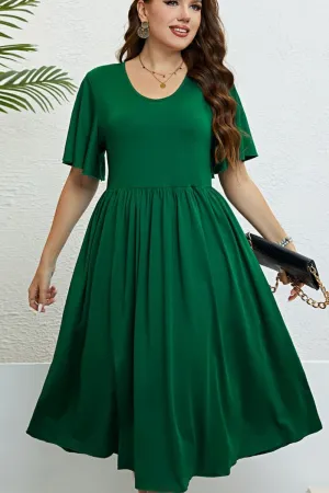 Hazel Blues® |  Flutter Sleeve Round Neck Dress