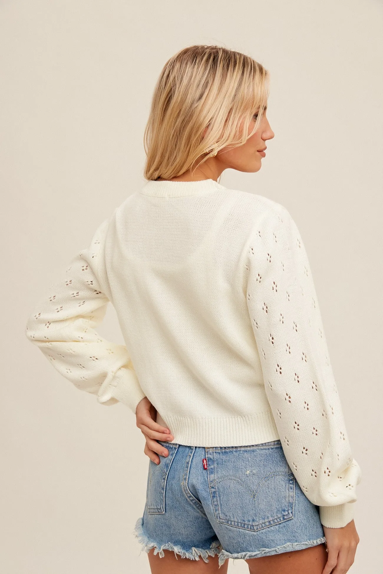 Heart Print Knit Cardigan