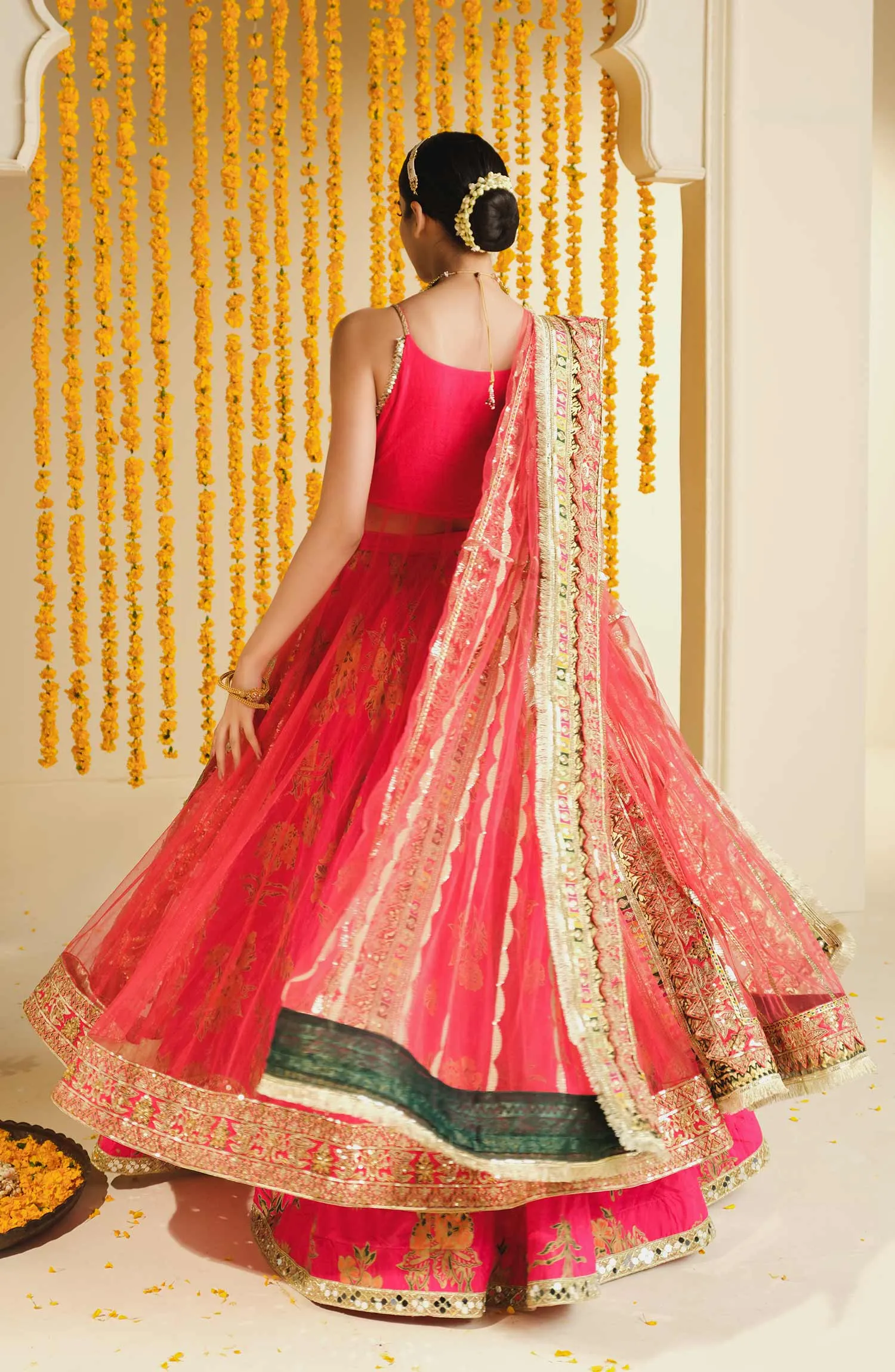 Heavily Embellished Pink Double Layered Pishwas Pakistani Wedding Dress