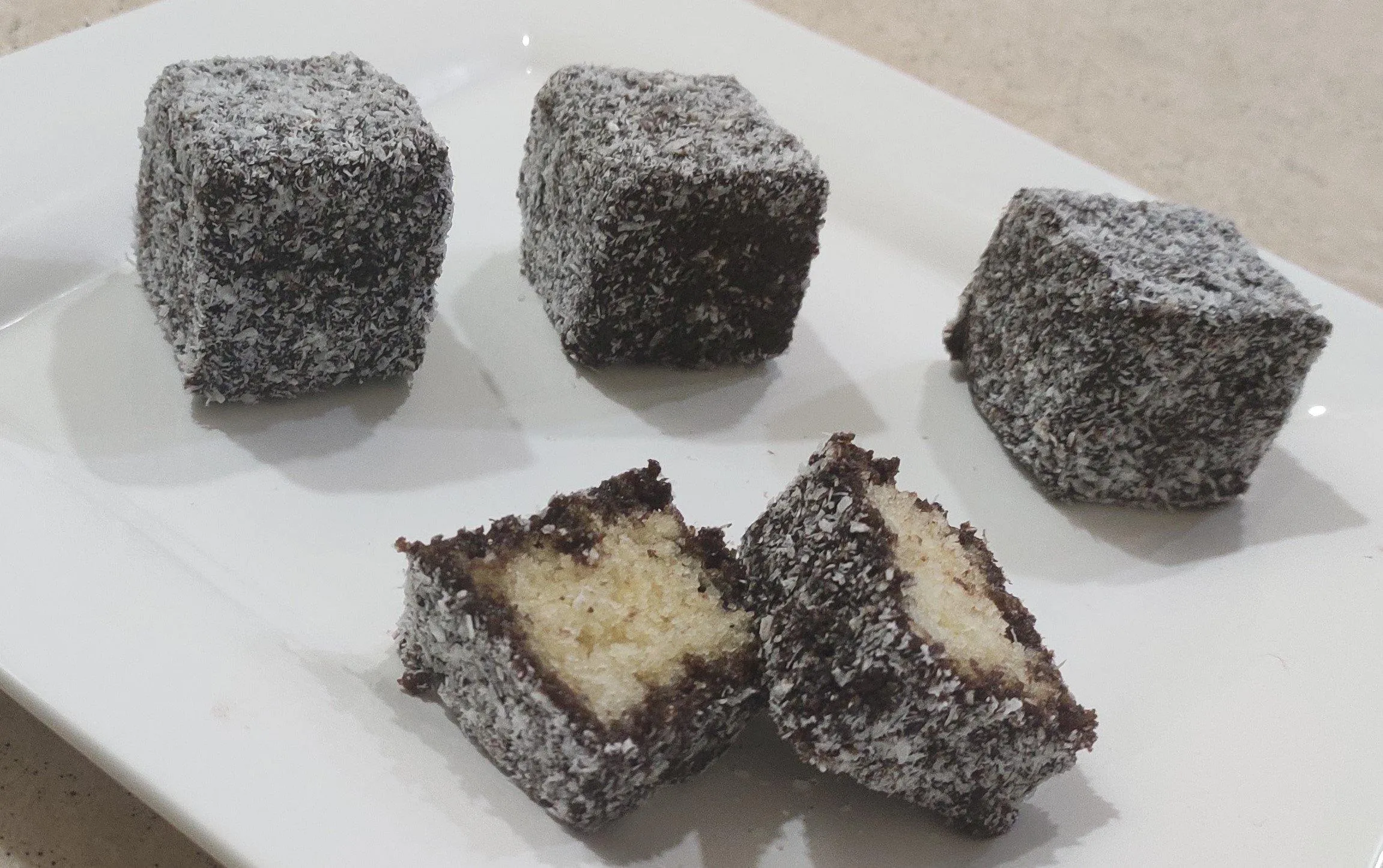 Homemade Eggless Chocolate Lamington Cake