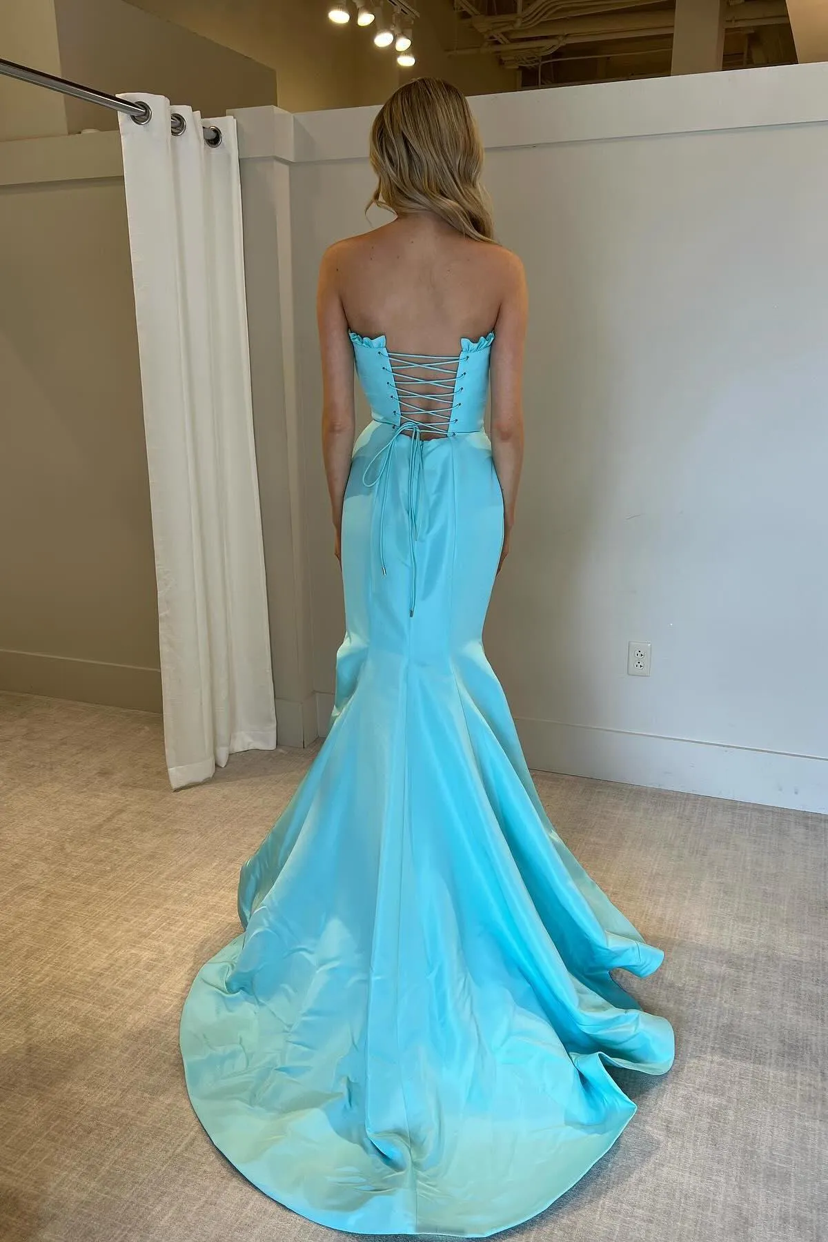 Hot Pink Ruffle Strapless Mermaid Party Dress