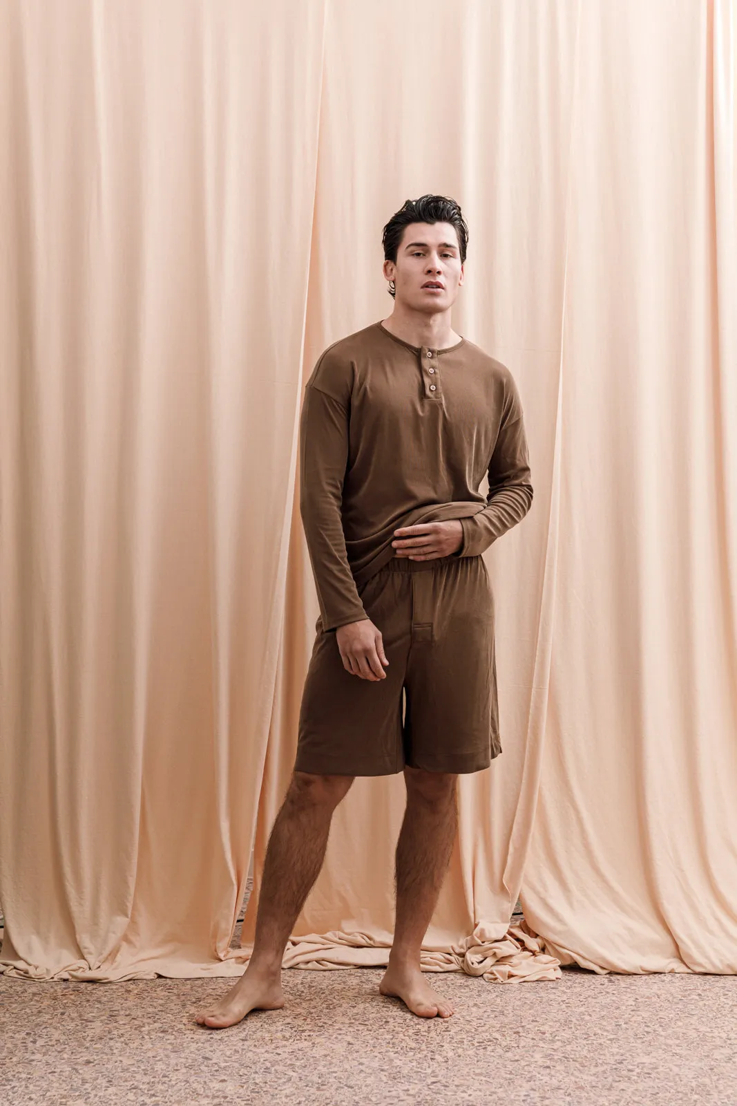 Iberis Ribbed Boxer Shorts Brown