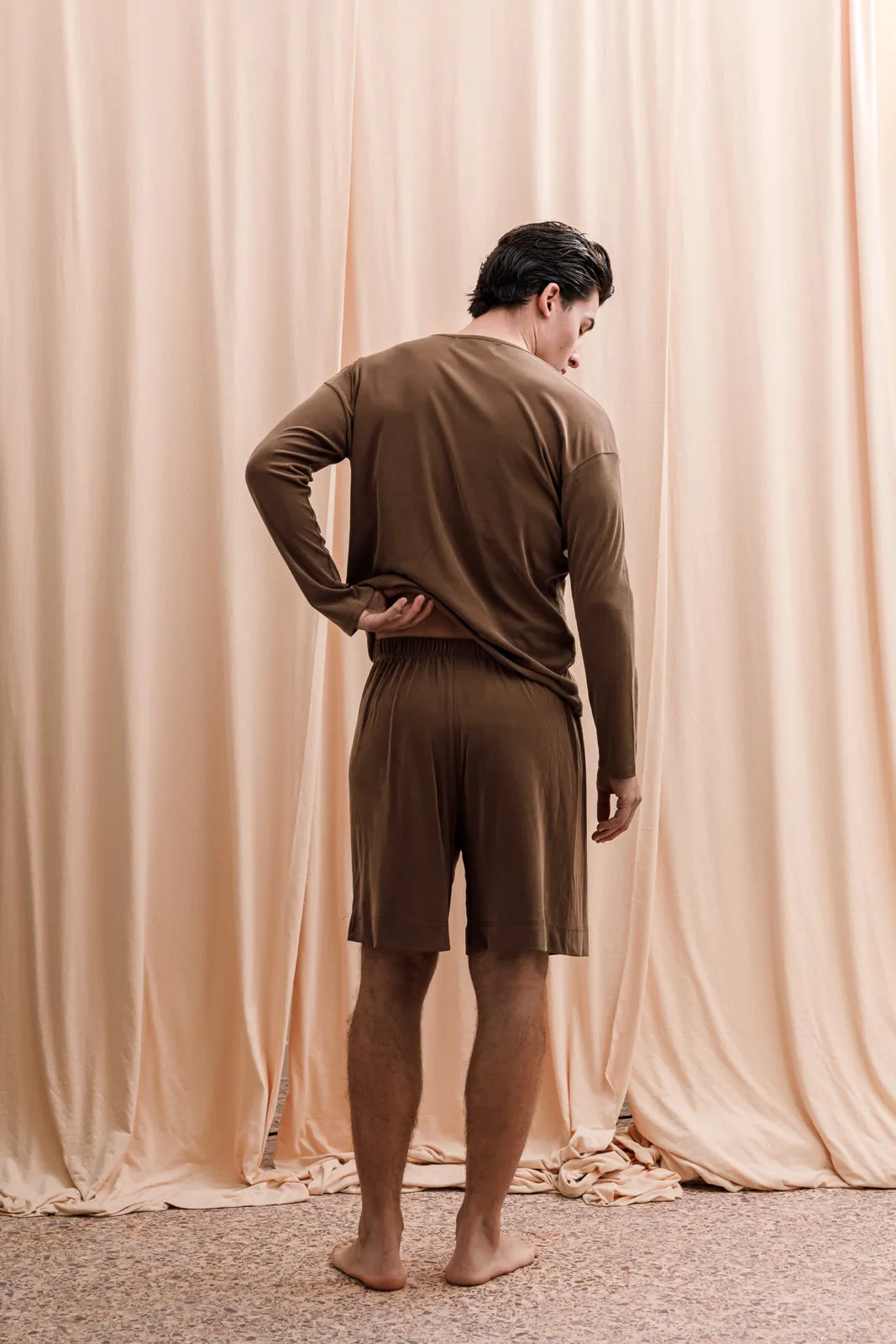 Iberis Ribbed Boxer Shorts Brown