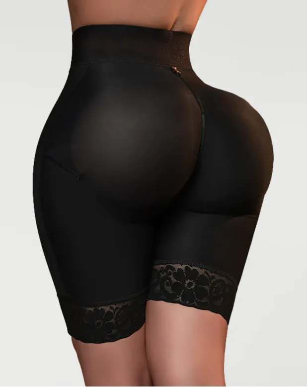 Invisible Mermaid Silhouette Shorts with Zipper - Mid Leg Shapewear