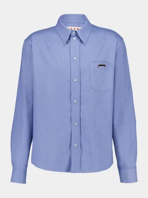 Iris Blue Button-Up Cotton Shirt