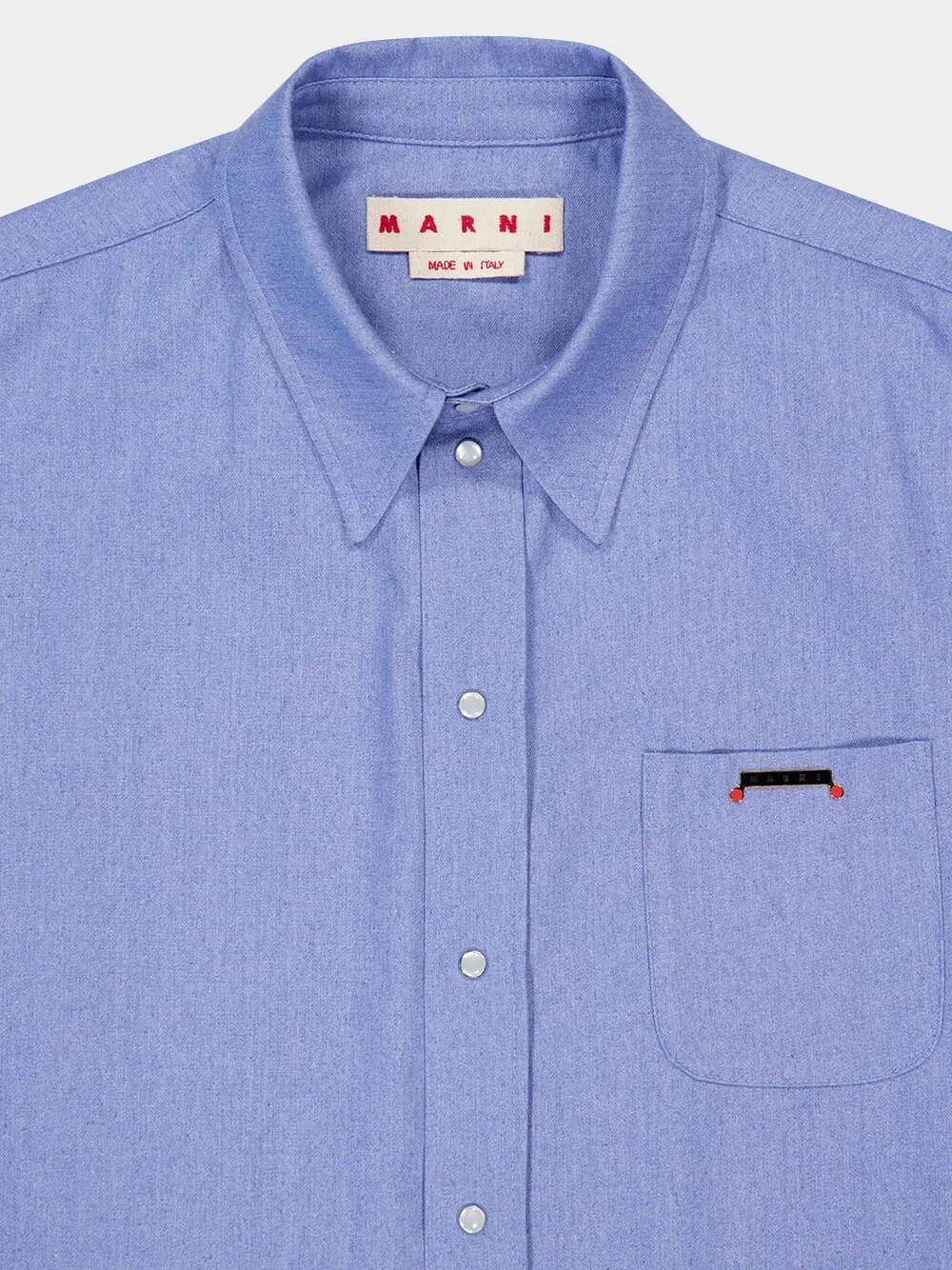 Iris Blue Button-Up Cotton Shirt