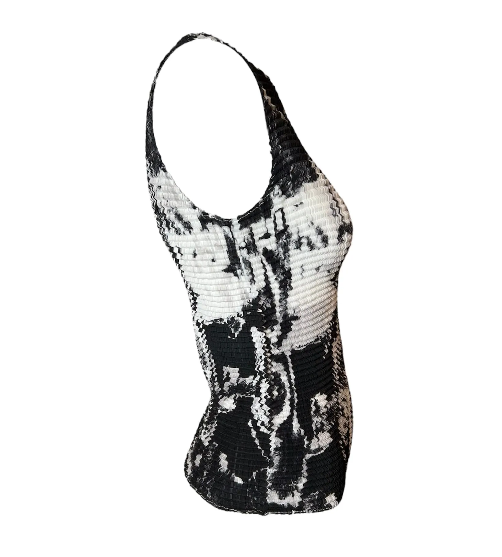 Issey Miyake Crinkle Pleated Abstract Top, NWT