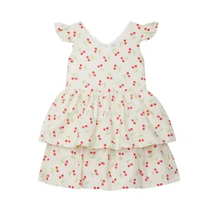 Ivory Cherries Layered Dress