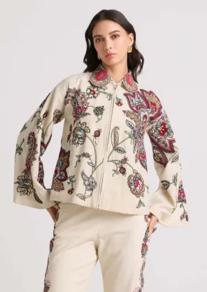 Ivory contrast floral cordwork short jacket
