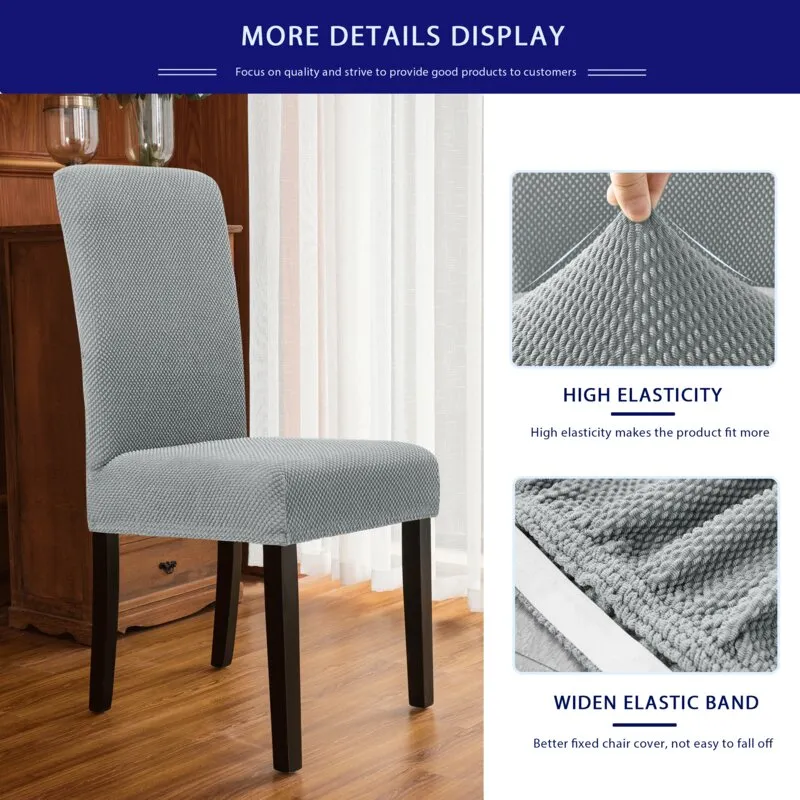 Jacquard Spandex Stretch Box Cushion Dining Chair Slipcover (Set of 4) Light Grey! Retails $82 