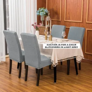 Jacquard Spandex Stretch Box Cushion Dining Chair Slipcover (Set of 4) Light Grey! Retails $82 