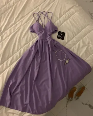 JazzHer Classy A Line Spaghetti Straps Light Grape Long Prom Dresses Evening Dress (PRE-ORDER)