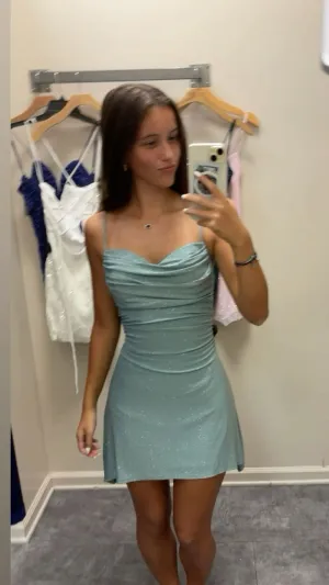JazzHer Sexy Sheath Light Sky Blue Sequin Homecoming Dresses Short Hoco Dress For Teens (PRE-ORDER)