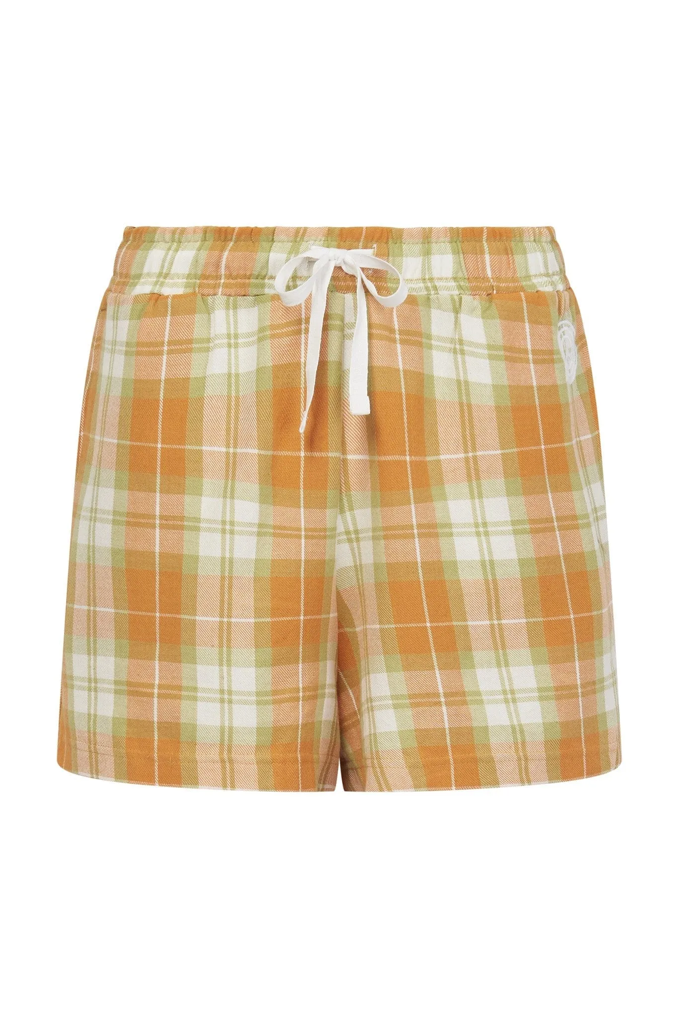 Jim Jam Organic Cotton Pyjama Short Set | Off White & Orange Check