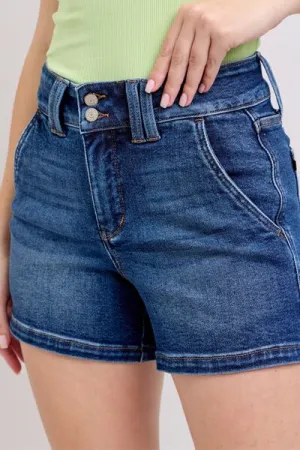 Judy Blue Double Button Trouser Style Denim Shorts