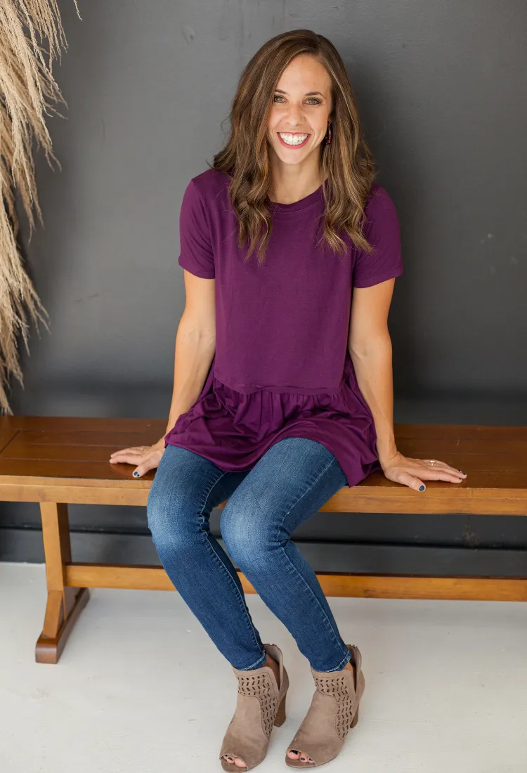 Kacie Ruffle Bottom Top 15 colors-Final Sale