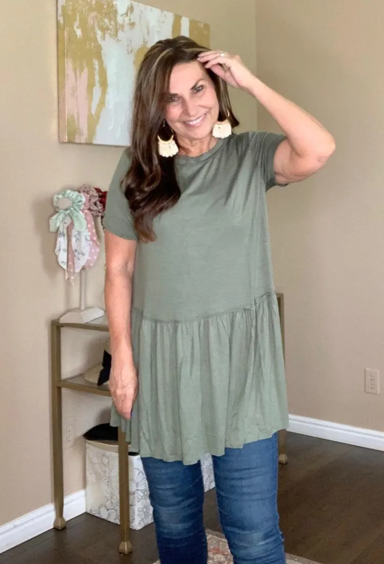 Kacie Ruffle Bottom Top 15 colors-Final Sale