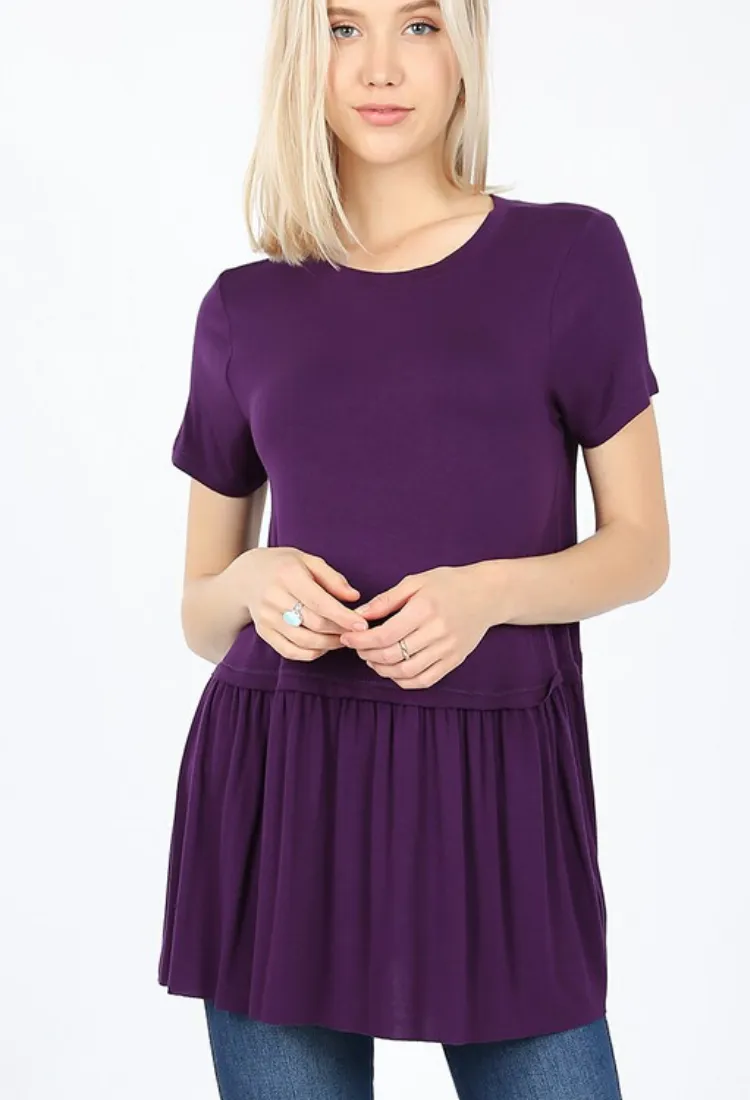 Kacie Ruffle Bottom Top 15 colors-Final Sale