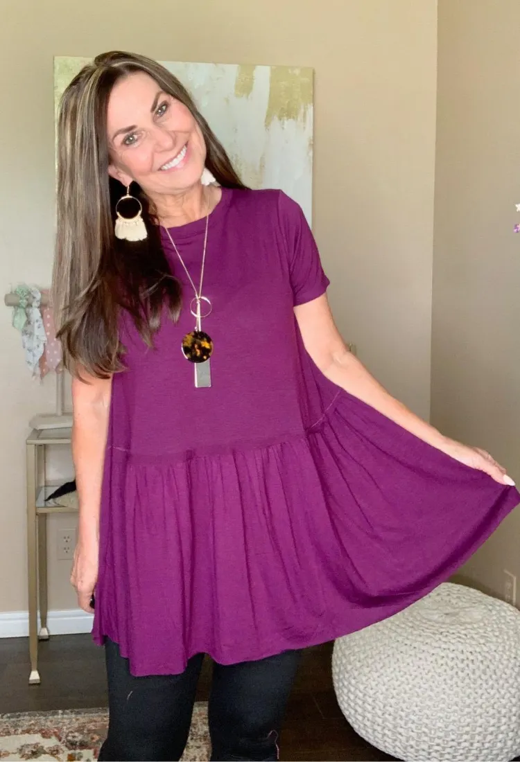Kacie Ruffle Bottom Top 15 colors-Final Sale