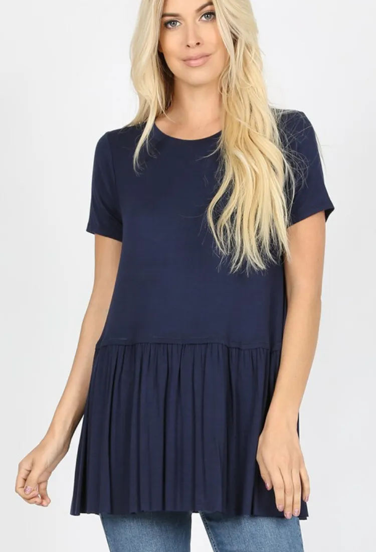 Kacie Ruffle Bottom Top 15 colors-Final Sale