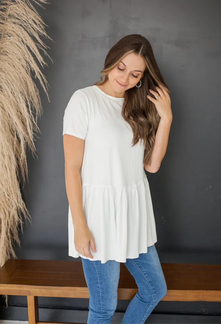 Kacie Ruffle Bottom Top 15 colors-Final Sale