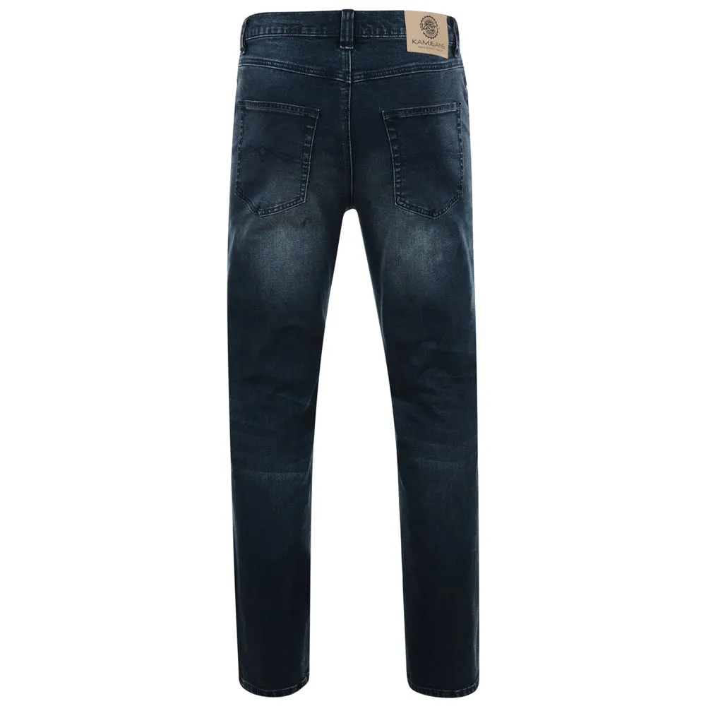 KAM Men's Extra Tall Stretch Tapered Distressed Wash Jeans (Lorenzo)
