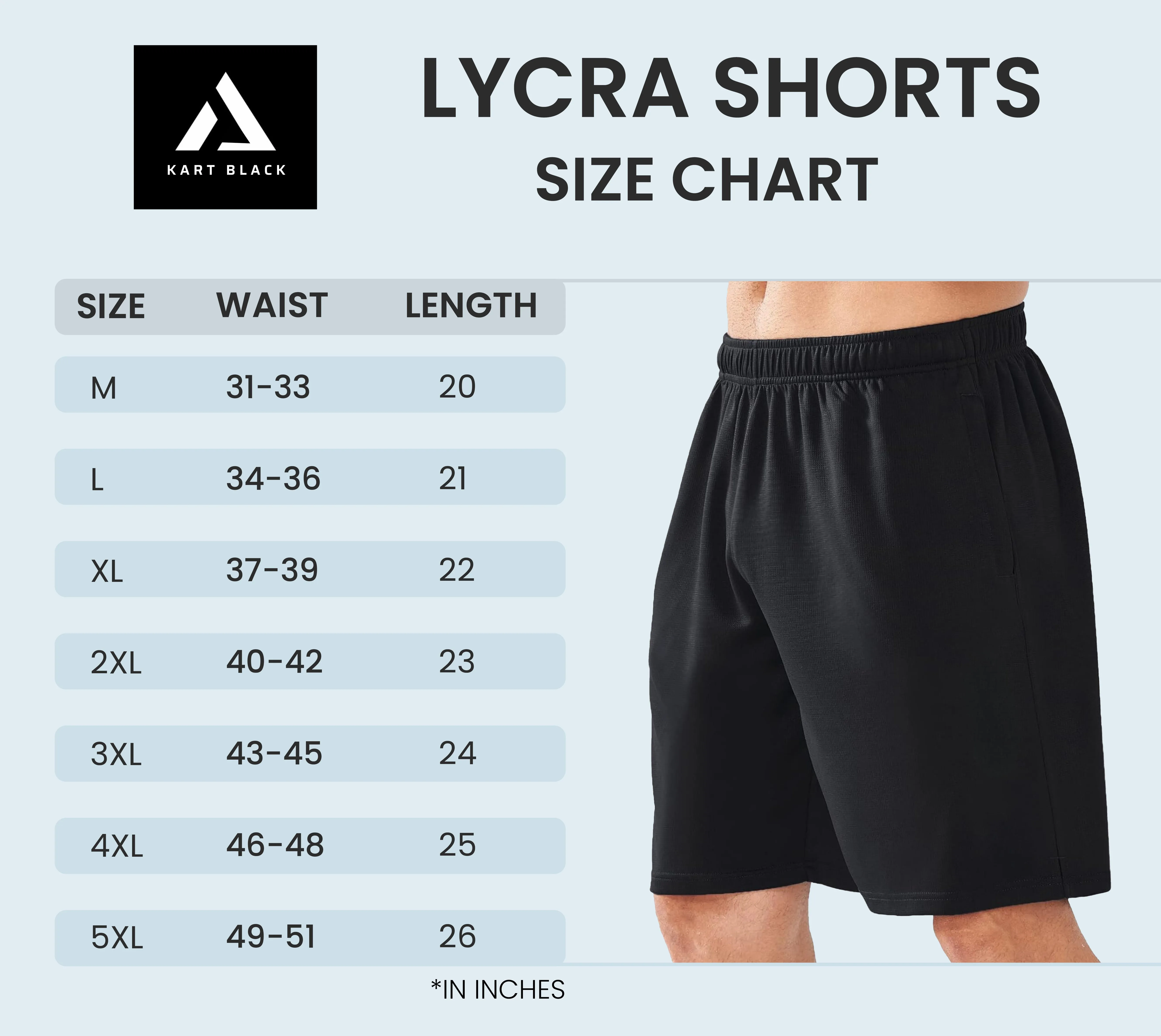 Kart Black Men's Active Wear Lycra Polyester Shorts | Active