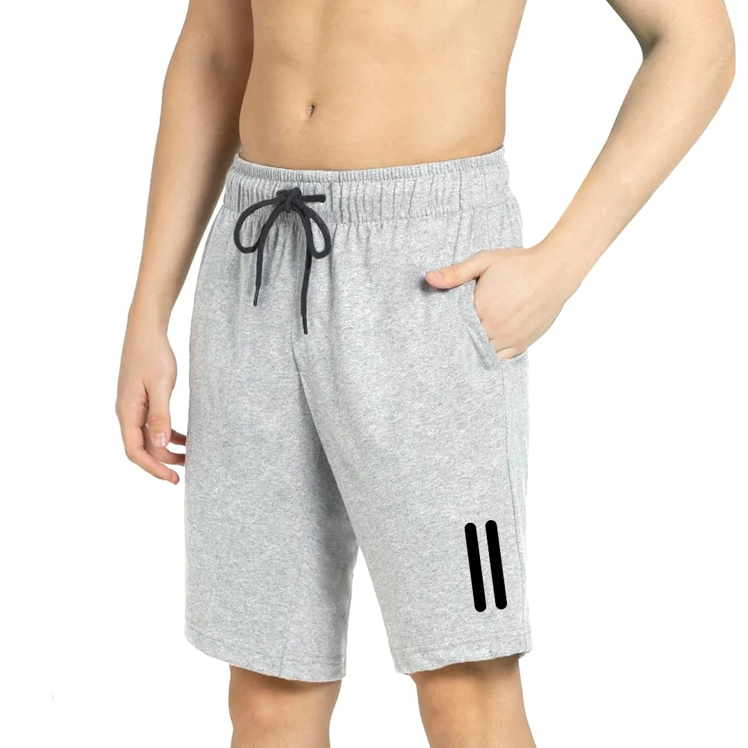 Kart Black Men's Knee Length Loopknitt Fabirc Cotton Shorts (Pack Of 2) | GRY_ADNRA-DBL