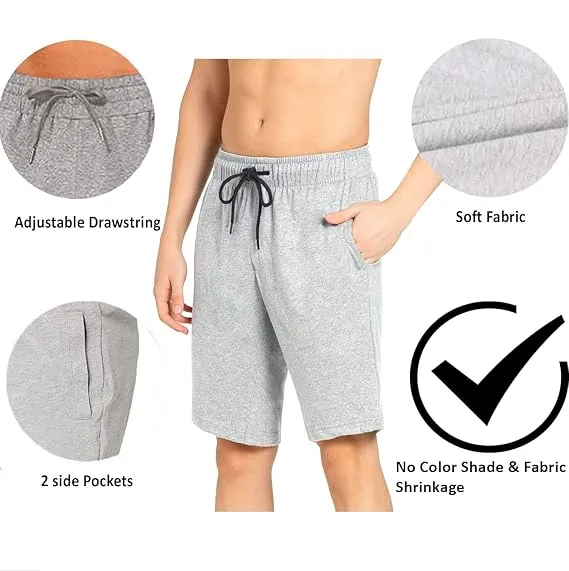 Kart Black Men's Knee Length Loopknitt Fabirc Cotton Shorts (Pack Of 2) | GRY_ADNRA-DBL