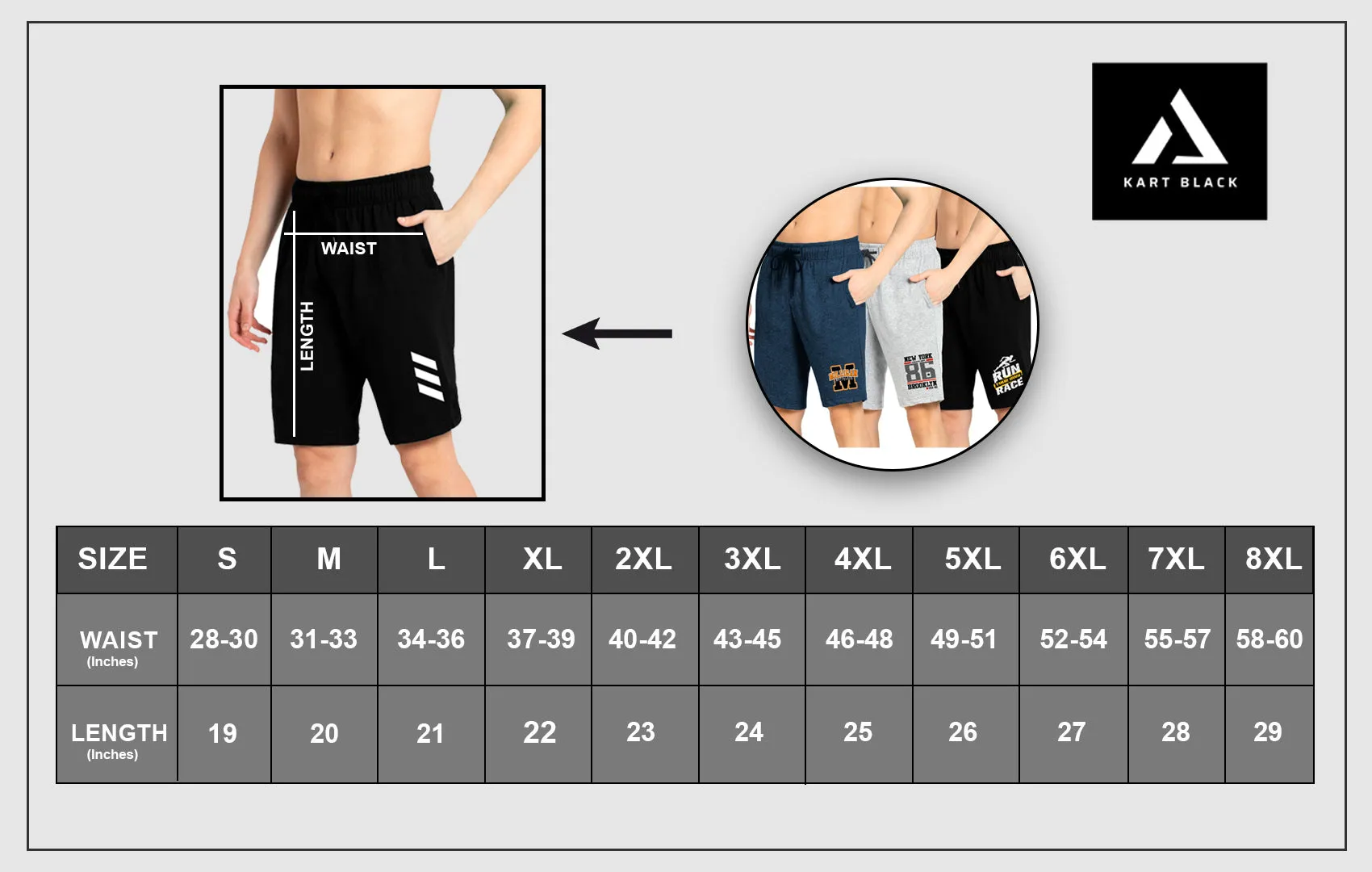 Kart Black Men's Knee Length Loopknitt Fabirc Cotton Shorts (Pack Of 2) | GRY_ADNRA-DBL