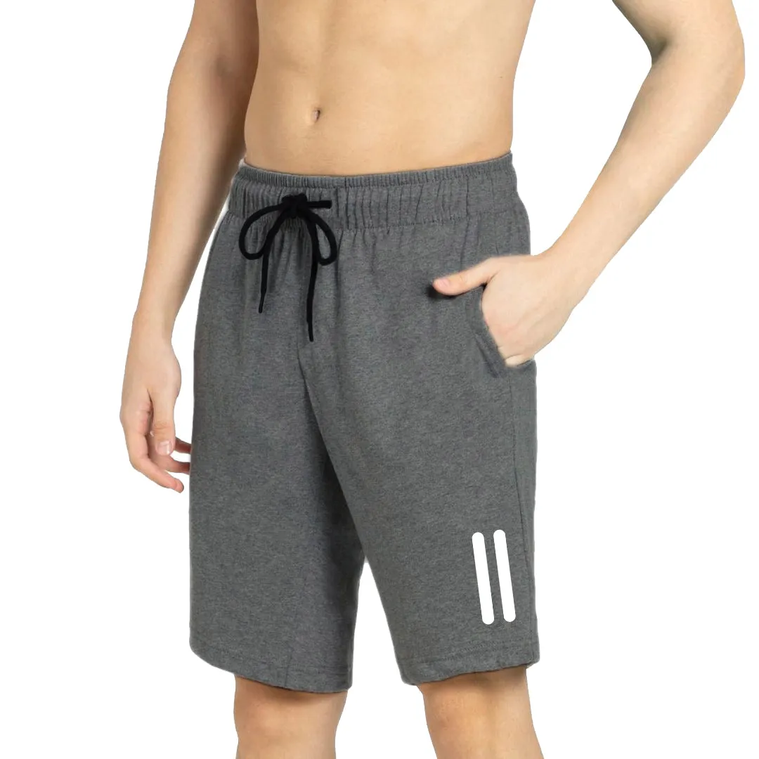 Kart Black Men's Knee Length Loopknitt Fabirc Cotton Shorts (Pack Of 2) | GRY_ADNRA-DBL
