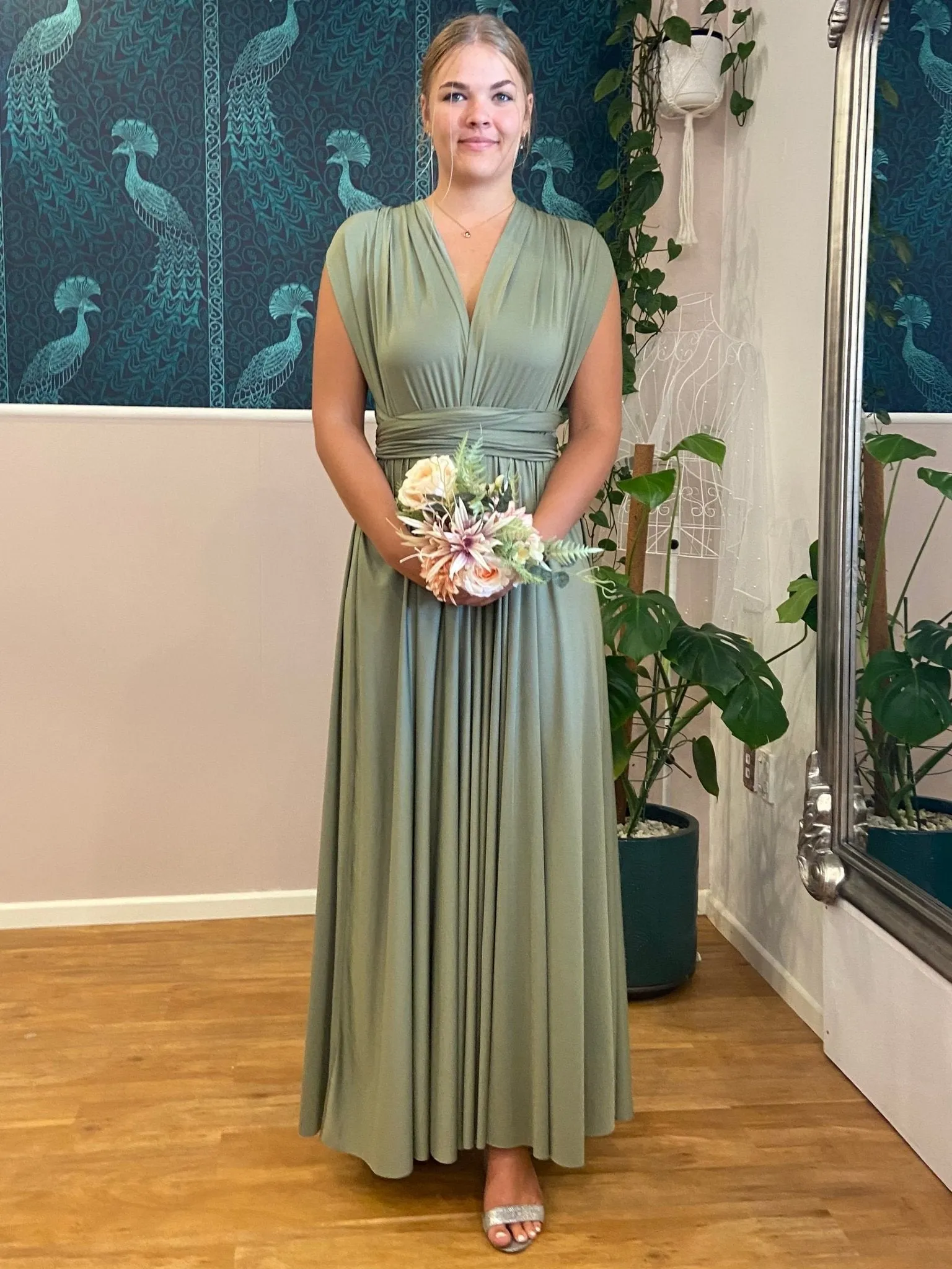 Khaki Convertible Infinity bridesmaid dress Express NZ wide