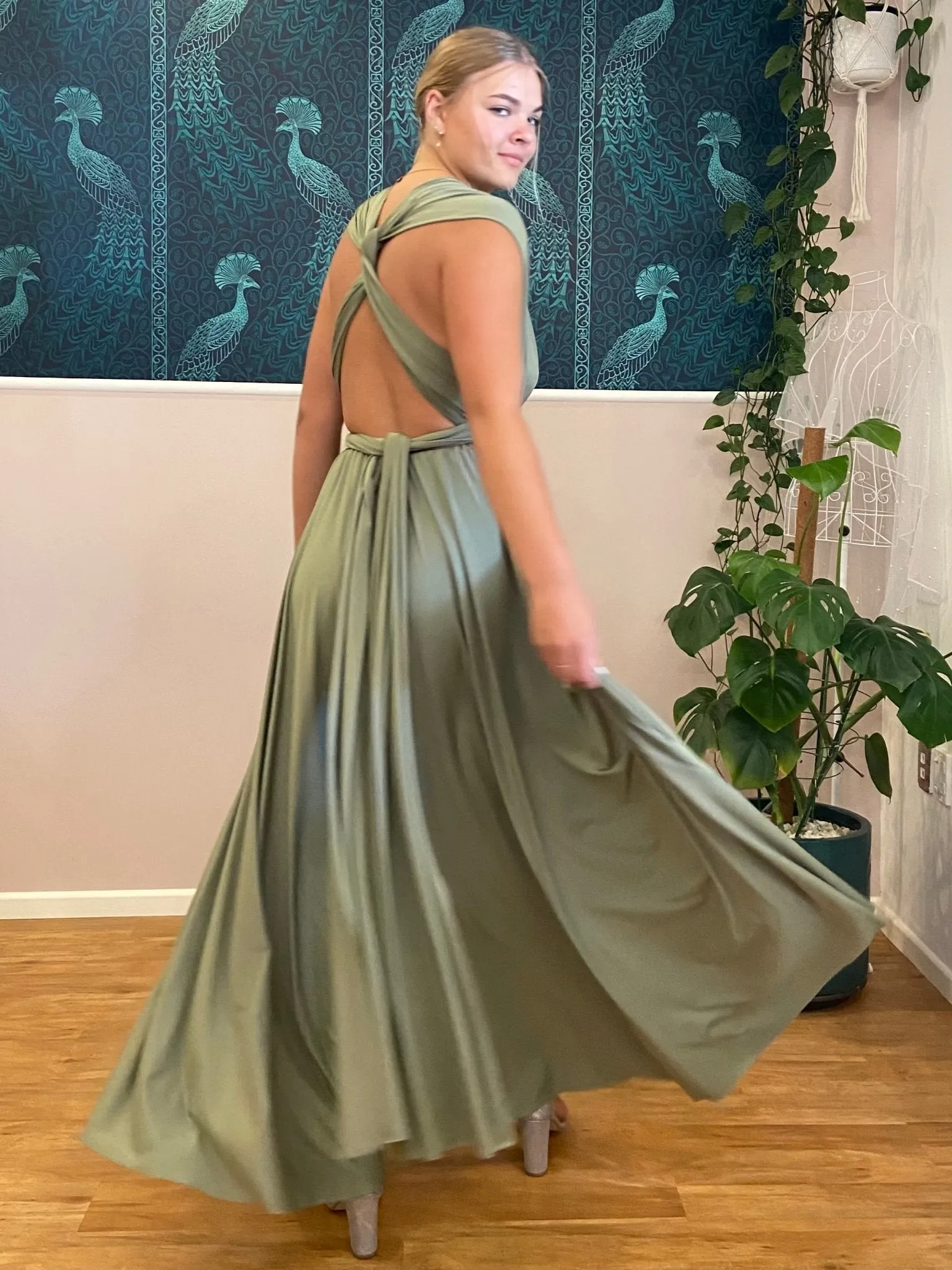 Khaki Convertible Infinity bridesmaid dress Express NZ wide