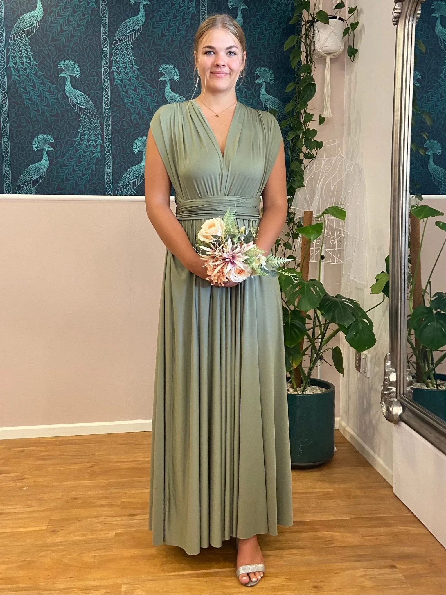 Khaki Convertible Infinity bridesmaid dress Express NZ wide