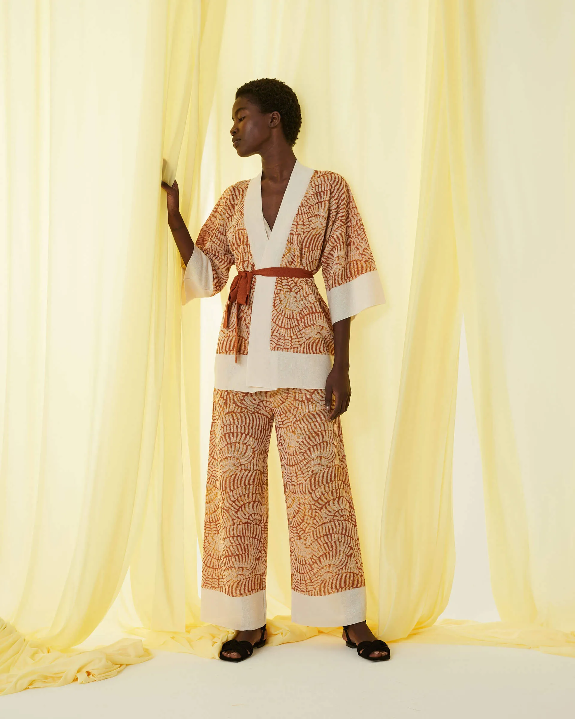 knit jacquard kimono