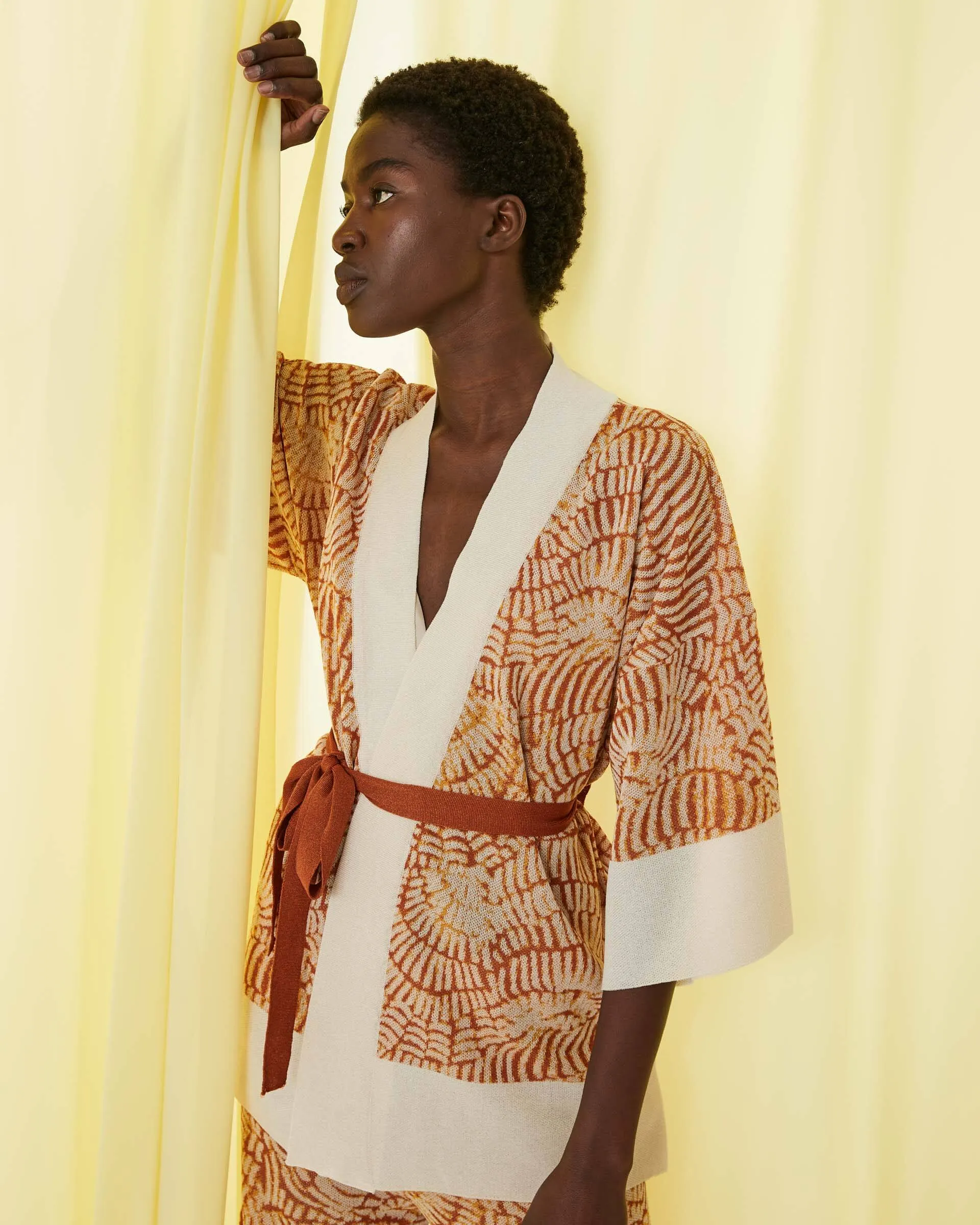 knit jacquard kimono