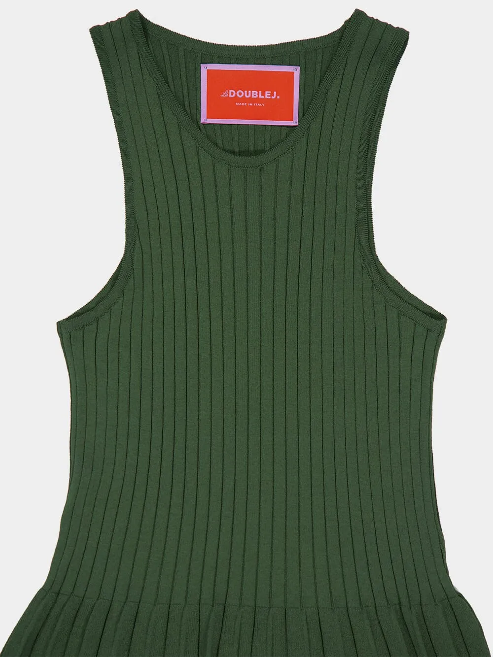 Knit Plissé Racer-Back Dress