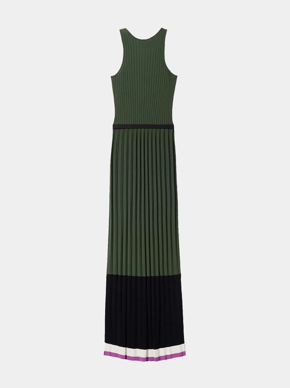 Knit Plissé Racer-Back Dress