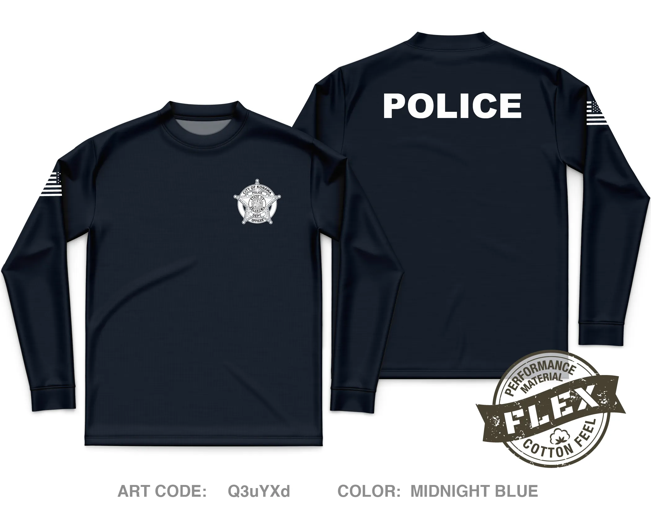Konawa police department Core Men's LS Flex Performance Tee - Q3uYXd