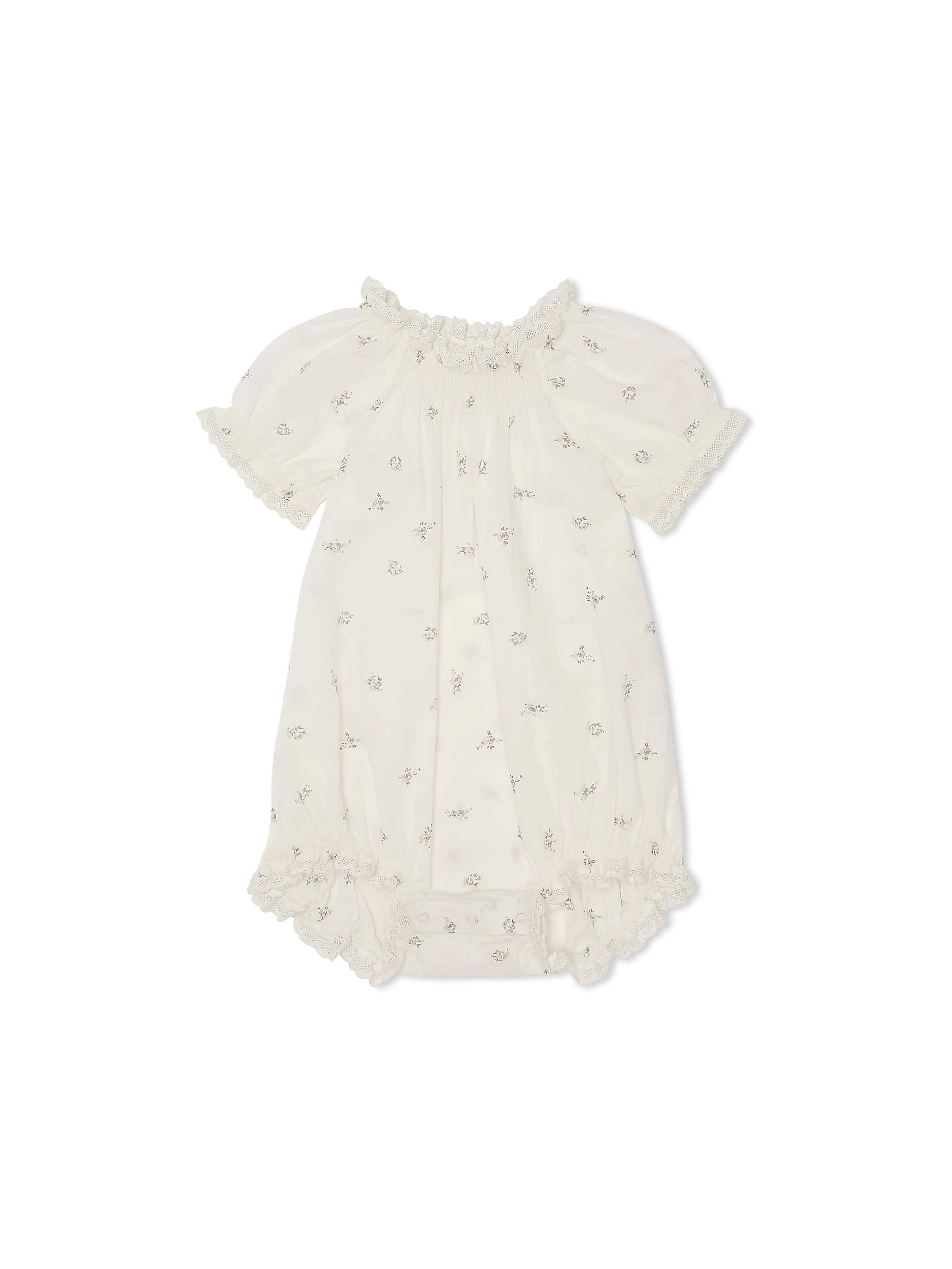 Lace Trimmed Romper - Taupe Rose