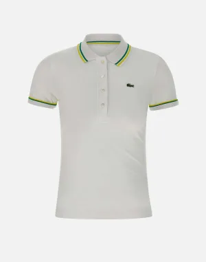 Lacoste stretch bomullspolo i vitt