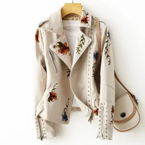 L'ATERIBÉLLE EDGY FLORAL LEATHER JACKET