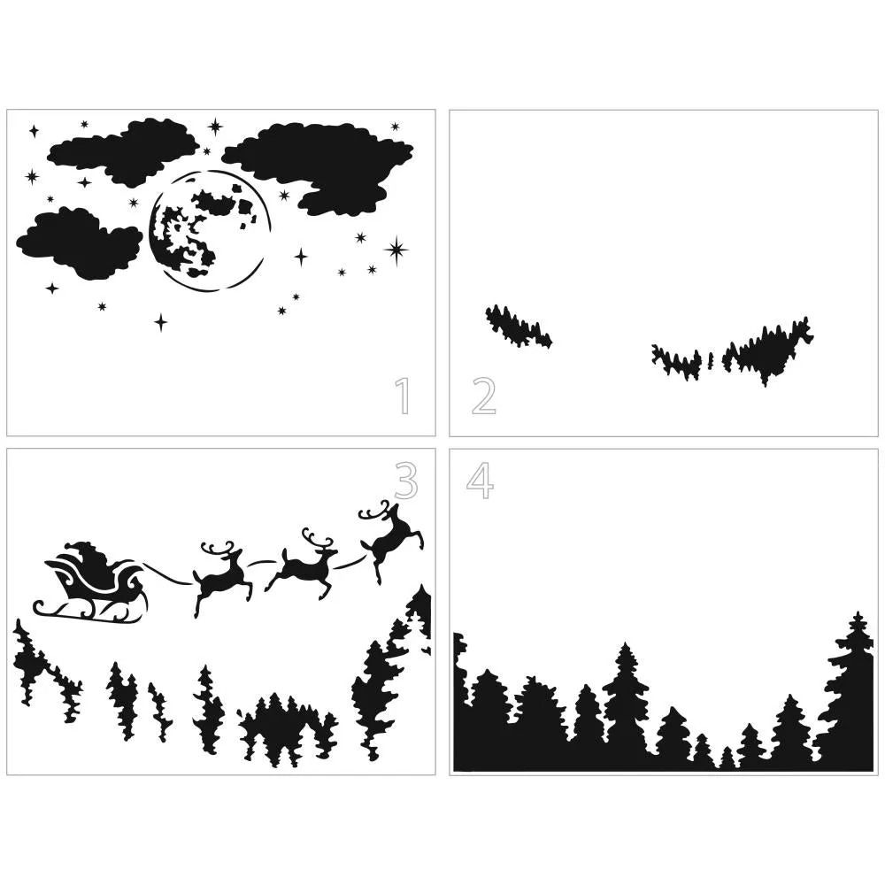 Layered Santa Moon A6 Layered Stencil TCW6045