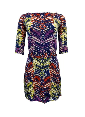 Leota Women's Multicoloured Painted Herringbone Mini Dress #2073 Small NWT