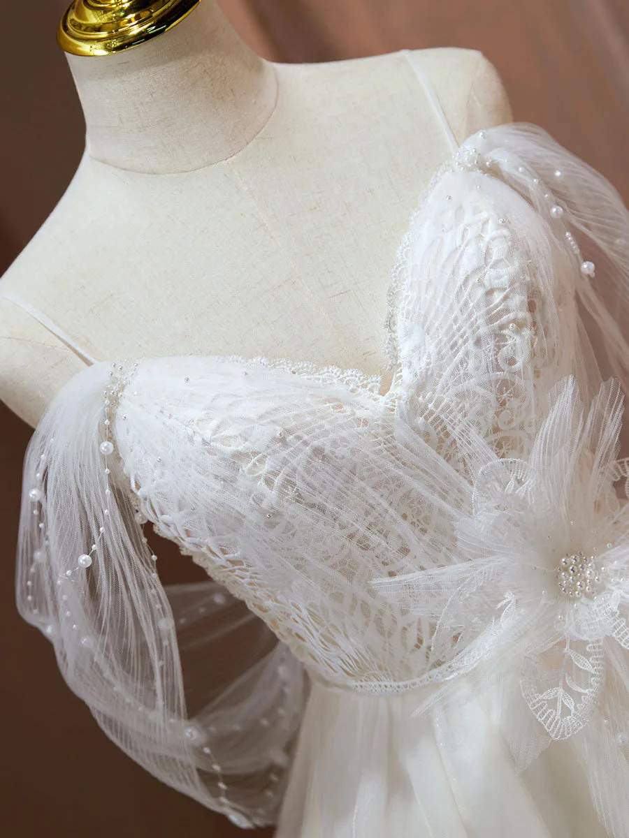 Light Champagne Tulle Lace Short Prom Dresses, Champagne Homecoming Dresses