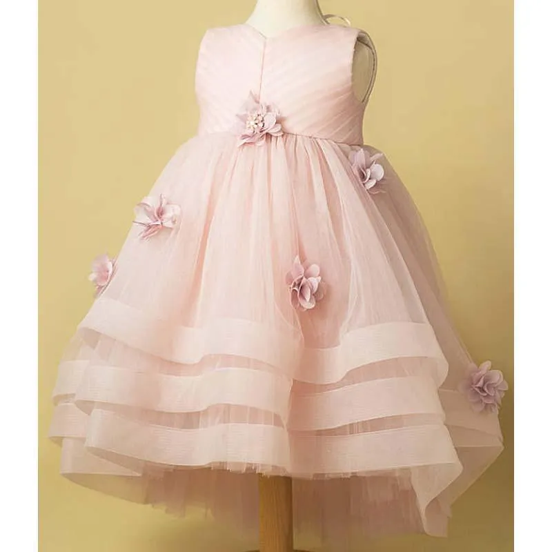 Light Pink Tulle Handmade Flower Little Girl Dresses, Cheap Flower Girl Dresses, FG071