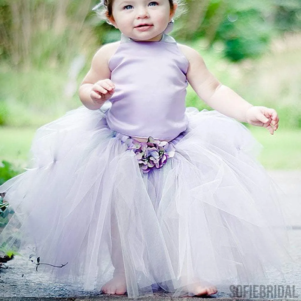 Light Purple Satin Tulle Pixie Tutu dresses, Lovely Cheap Flower Girl Dresses,  FG017