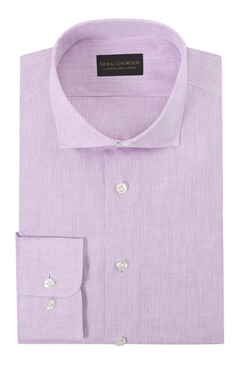 Lilac Cutaway Collar Standard Fit Linen Shirt