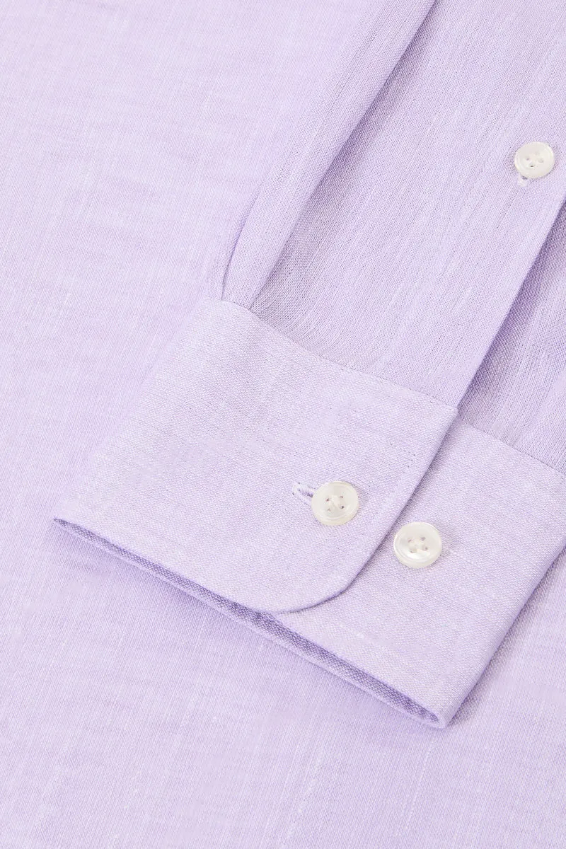 Lilac Cutaway Collar Standard Fit Linen Shirt