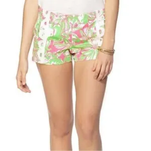 Lilly Pulitzer Liza Shorts hotty Pink Forgot My Trunks size 2 Pink Green Lace